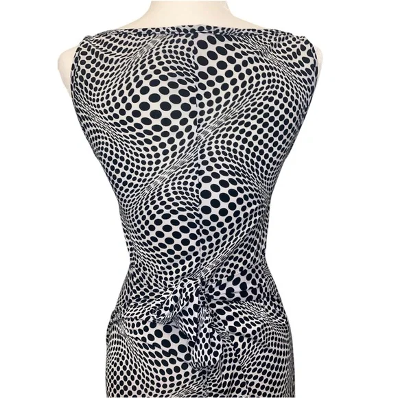 Vtg XXI Sleeveless Black and White Swirl Sheath Dress - Picture 7 of 9